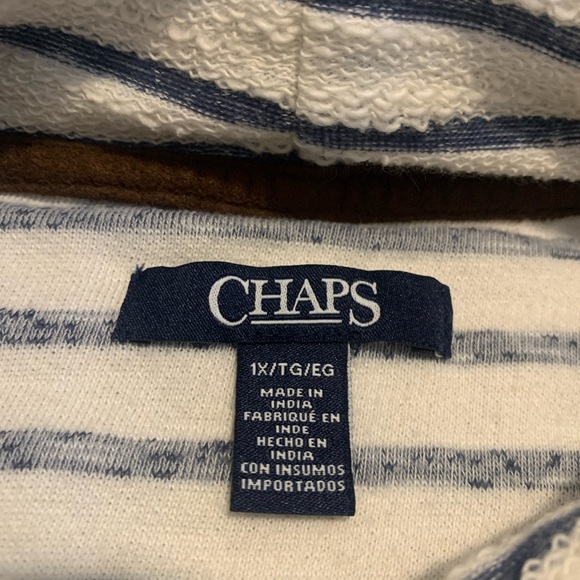 Chaps Striped Cowl Neck 3/4 Sleeve Sweater Top Size 1X - Picture 2 of 5